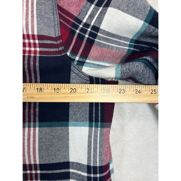 Orvis Flannel Shirt Womens Large Blue Red Plaid Shacket Lined - Picture 8 of 10